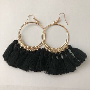 Black Bohemian Tassel Earrings